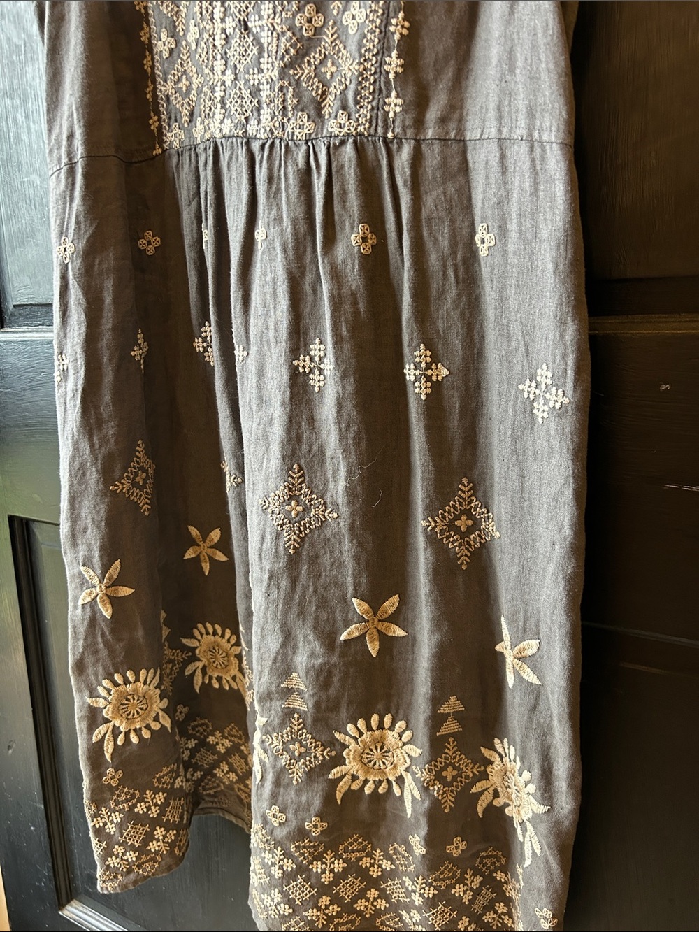 Johnny Was charcoal gray sleeveless embroidered cotton dress - Picture 4 of 9